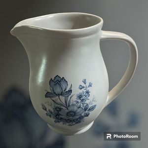 Hyalyn USA Pitcher Floral 6 x 6 w/handle 3 1/4 inch opening.